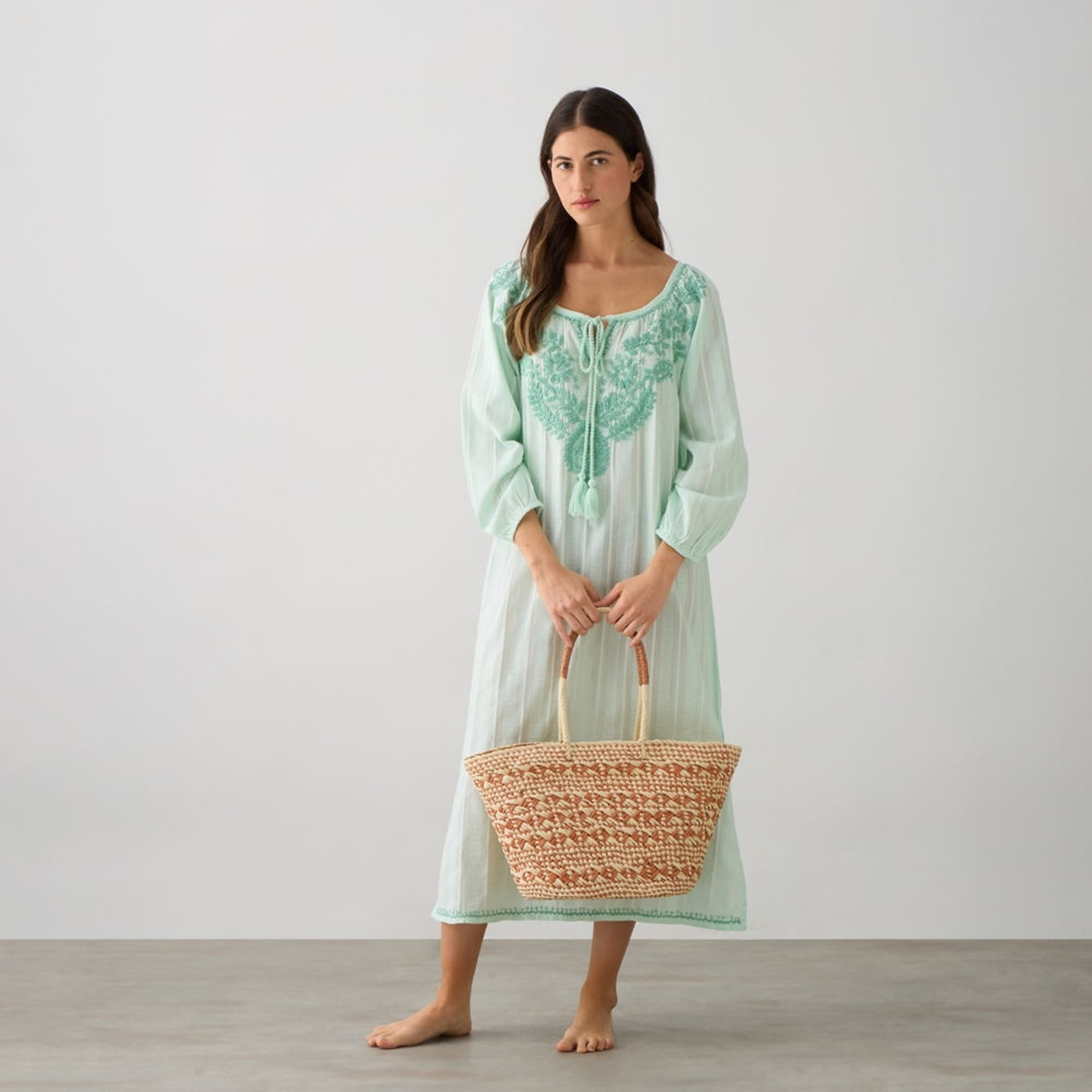 Bolso de playa mimbre Zandra color naranja