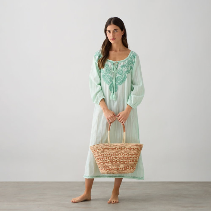 Bolso de playa mimbre Zandra color naranja