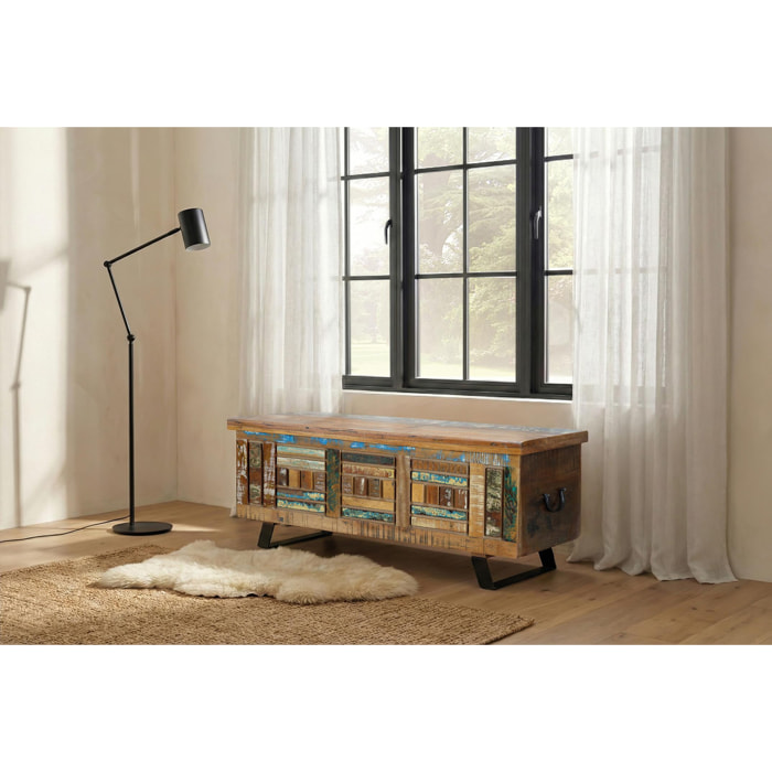 Baúle de Madera Reciclada 116 Cm Estilo Vintage Industrial