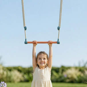 Trapèze métal bleu/corail pour portiques de 1,90 à 2,50 m