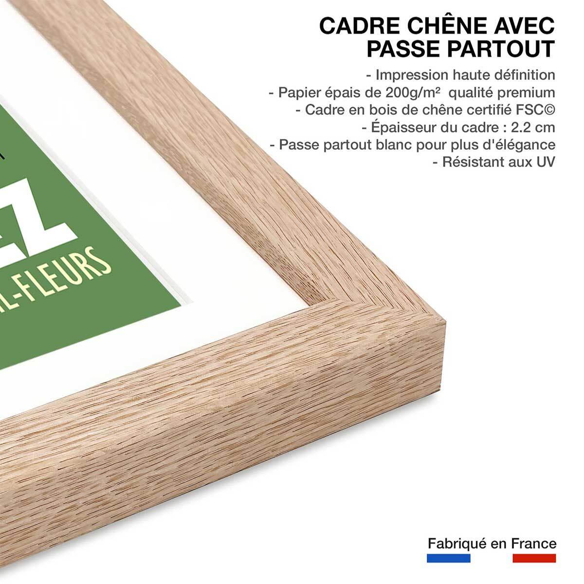 Poster de l'alpe d'huez Affiche + cadre en bois - Chêne