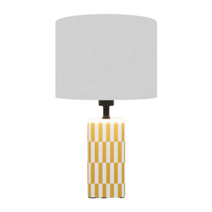 Lampe à poser Manet – céramique jaune et lin naturel