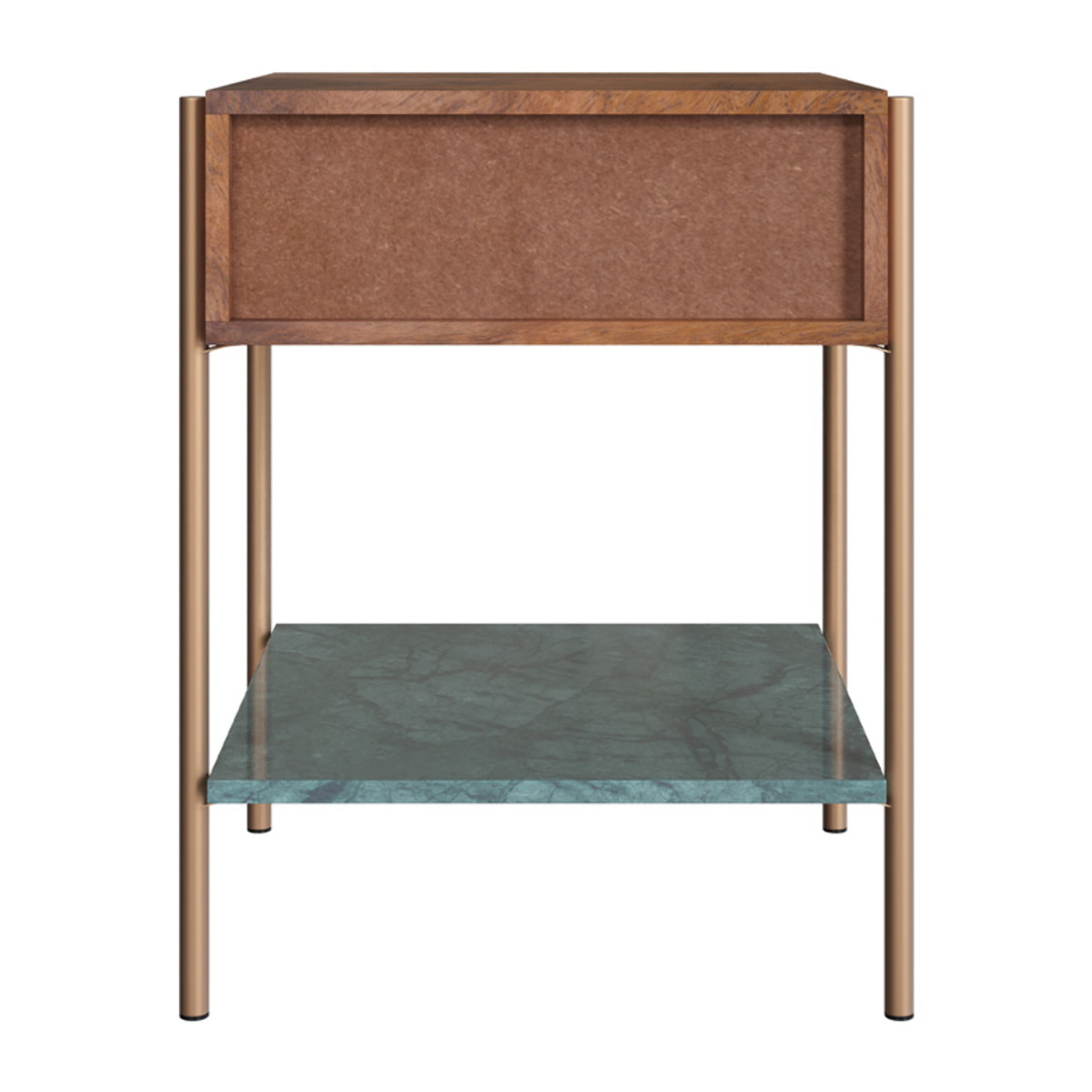 Table de chevet en bois de manguier et marbre vert - Doori