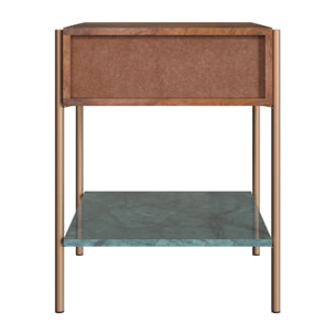 Table de chevet en bois de manguier et marbre vert - Doori