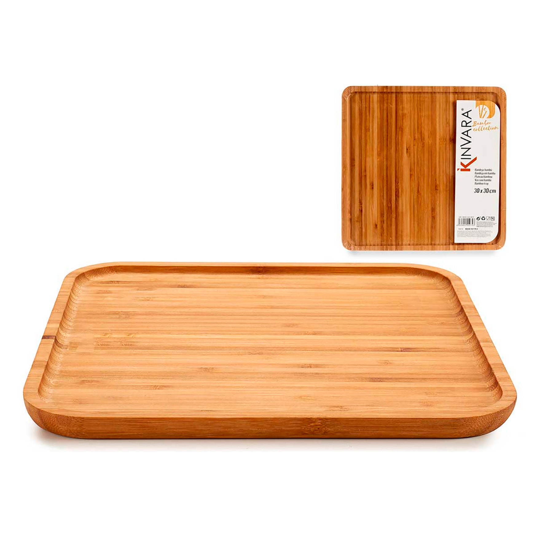 Bandeja de Bambú para aperitivos cuadrada grande. 30x30 cm