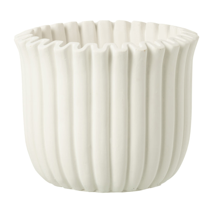J-Line cache-pot Rayures - ciment - blanc - large - Ø 19.5 cm