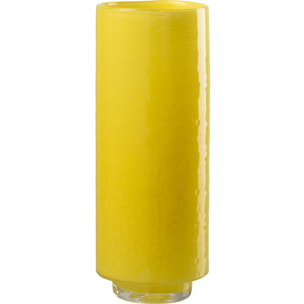 J-Line Vase Cylindre Relief - verre - jaune -  large