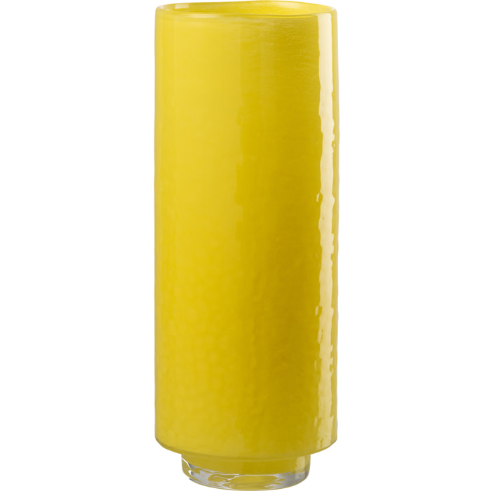 J-Line Vase Cylindre Relief - verre - jaune -  large