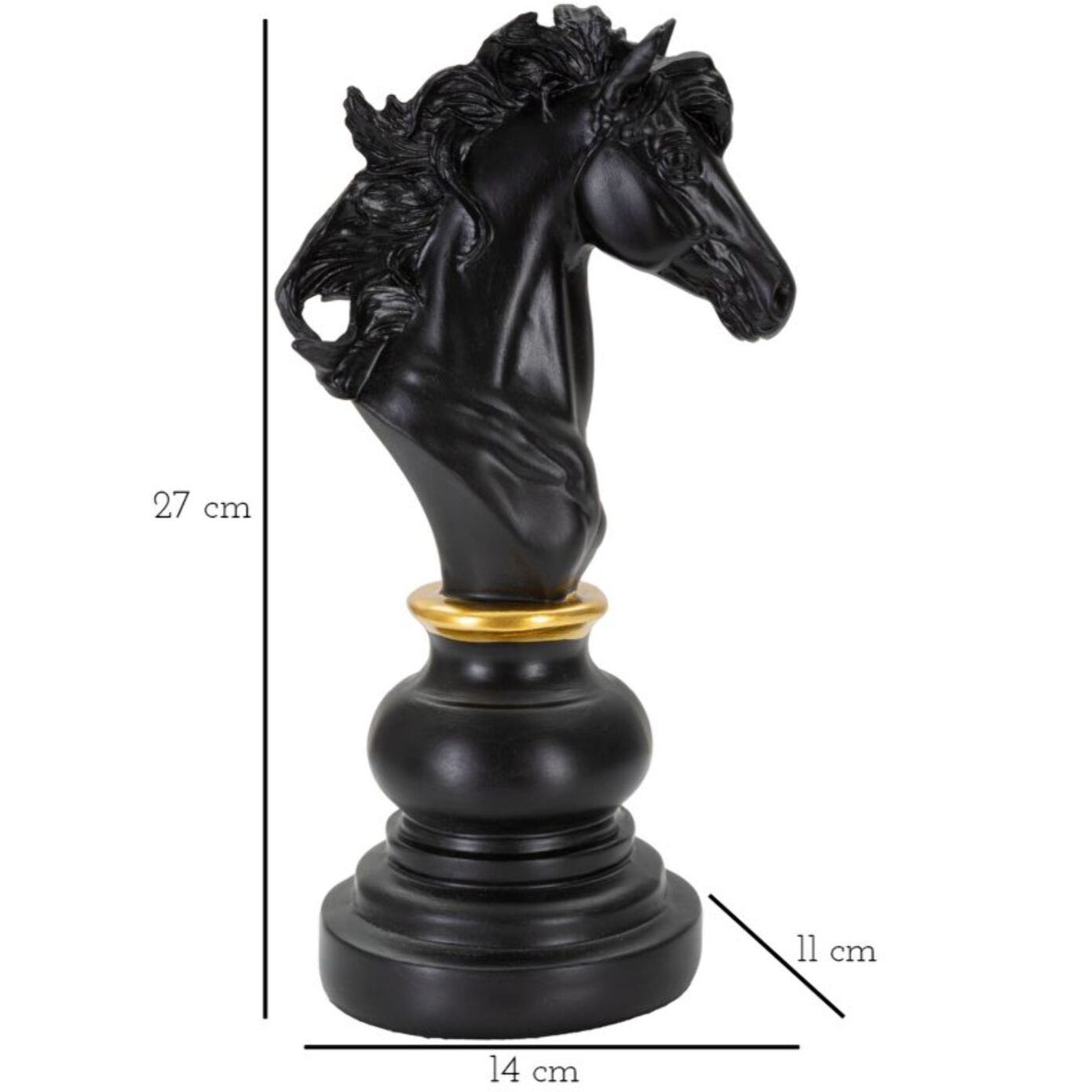 CAVALLO NERO E ORO CM 14X11X27