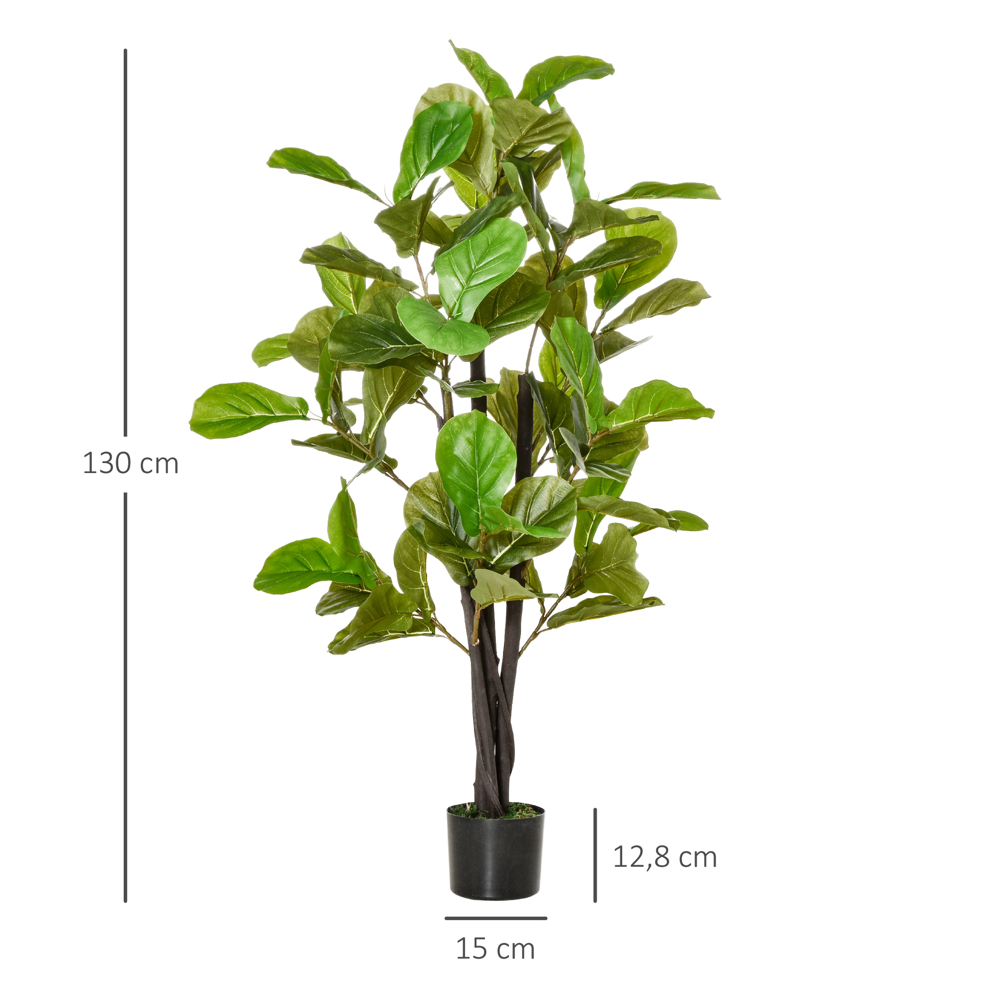 Ficus Artificial 130 cm Planta Artificial con 78 Hojas y Maceta Planta Artificial Decorativa para Interior y Exterior Hogar Salón Oficina Verde