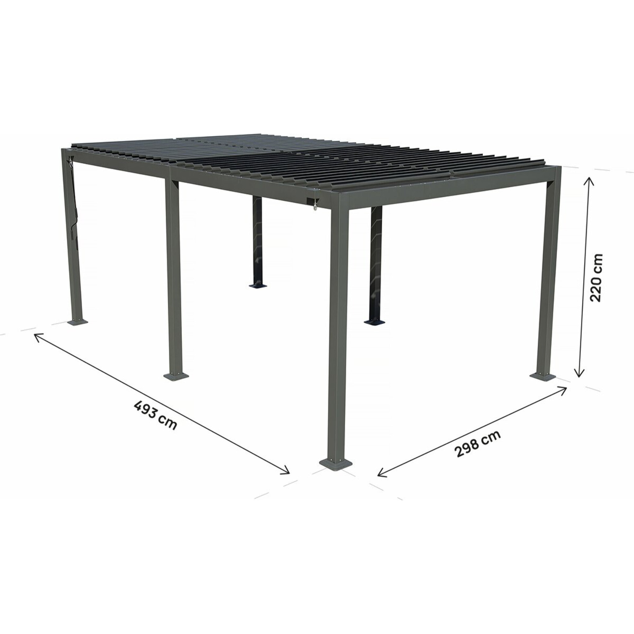 Pergola bioclimatique autoportante en aluminium "Kensington" - 3 x 5 m - Gris