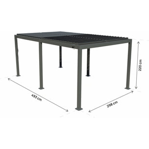 Pergola bioclimatique autoportante en aluminium "Kensington" - 3 x 5 m - Gris
