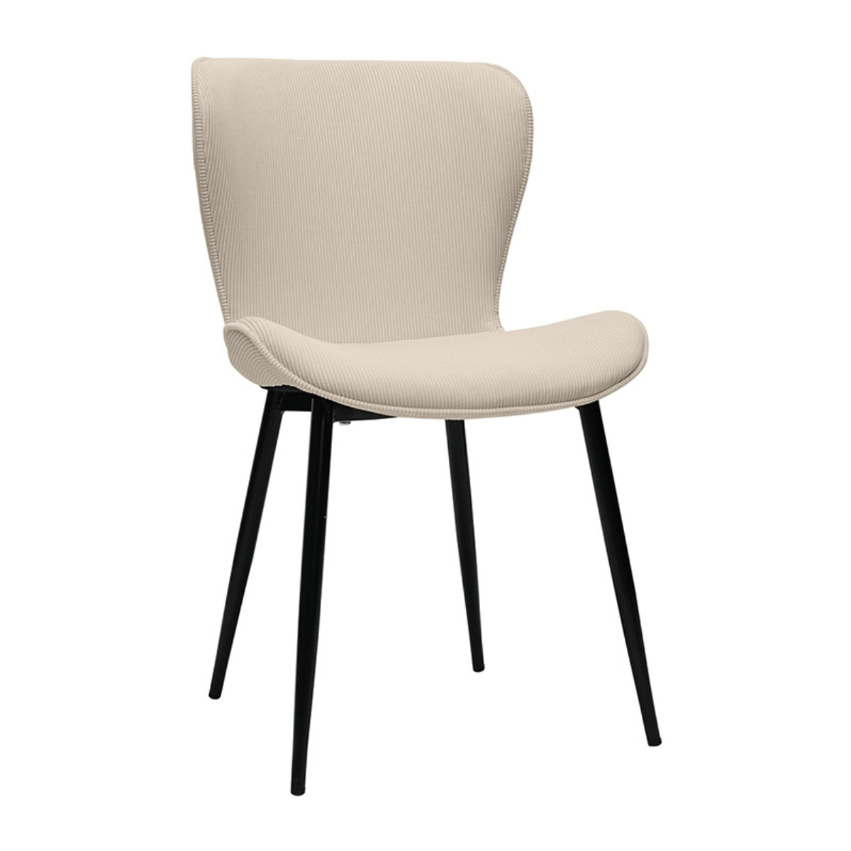 Chaises design en tissu velours côtelé beige et métal noir (lot de 2) ADDICT