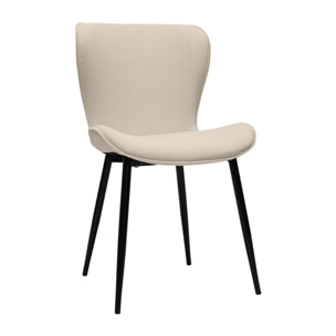 Chaises design en tissu velours côtelé beige et métal noir (lot de 2) ADDICT