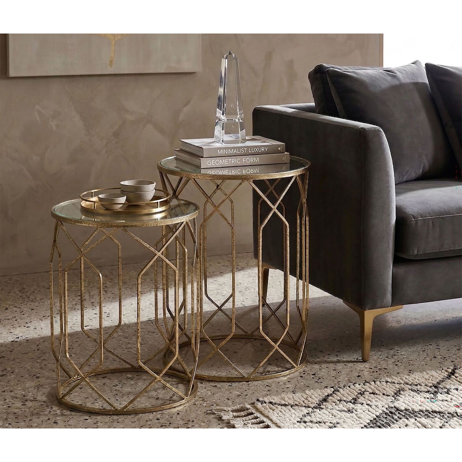 TAVOLINETTI TUNISI COPPIA CM Ø 42X53-38X47