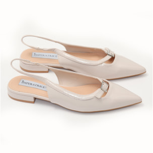 Ballerine slingback in simil pelle verniciata con fibietta strass