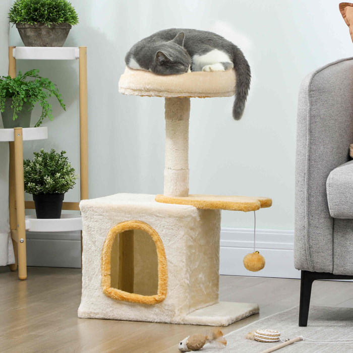 Arbre à chat perchoir plateforme niche beige