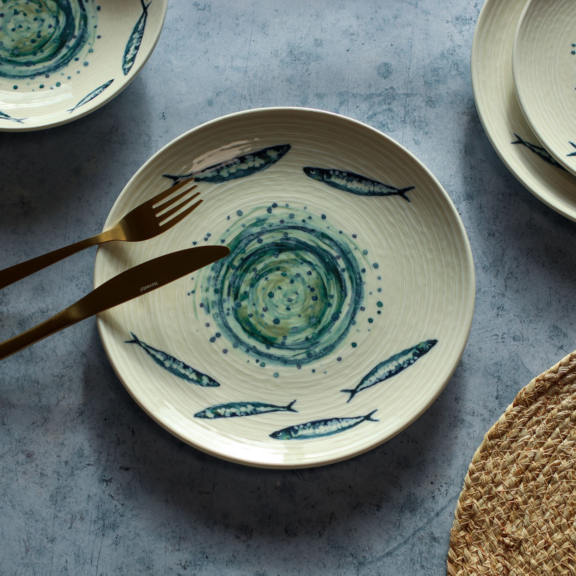 Lot de 6 assiettes plates 27cm SARDINE