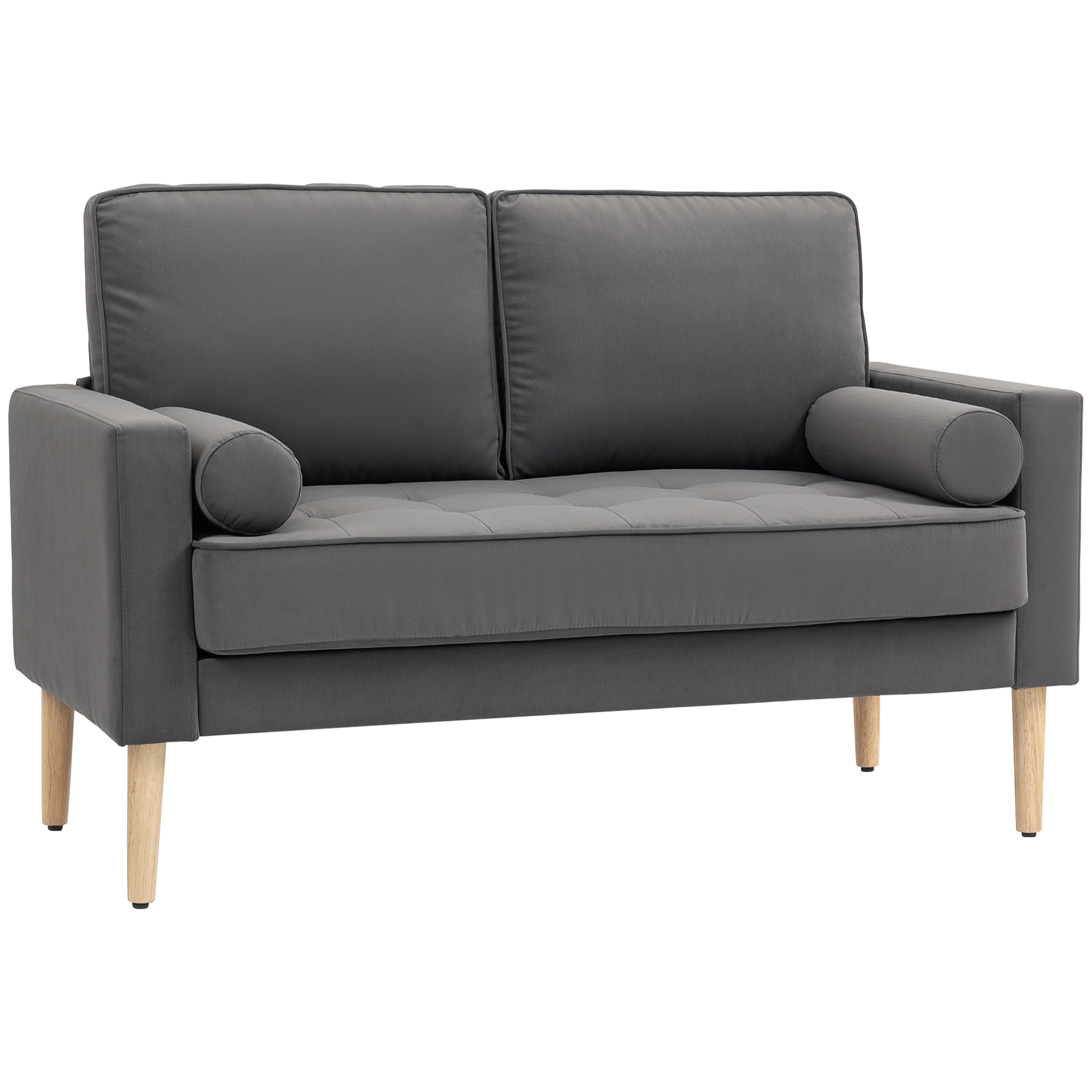 Canapé scandinave 2 places en tissu gris et bois clair