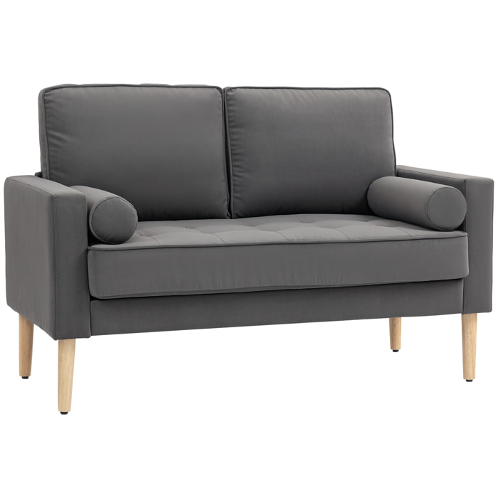 Canapé scandinave 2 places en tissu gris et bois clair