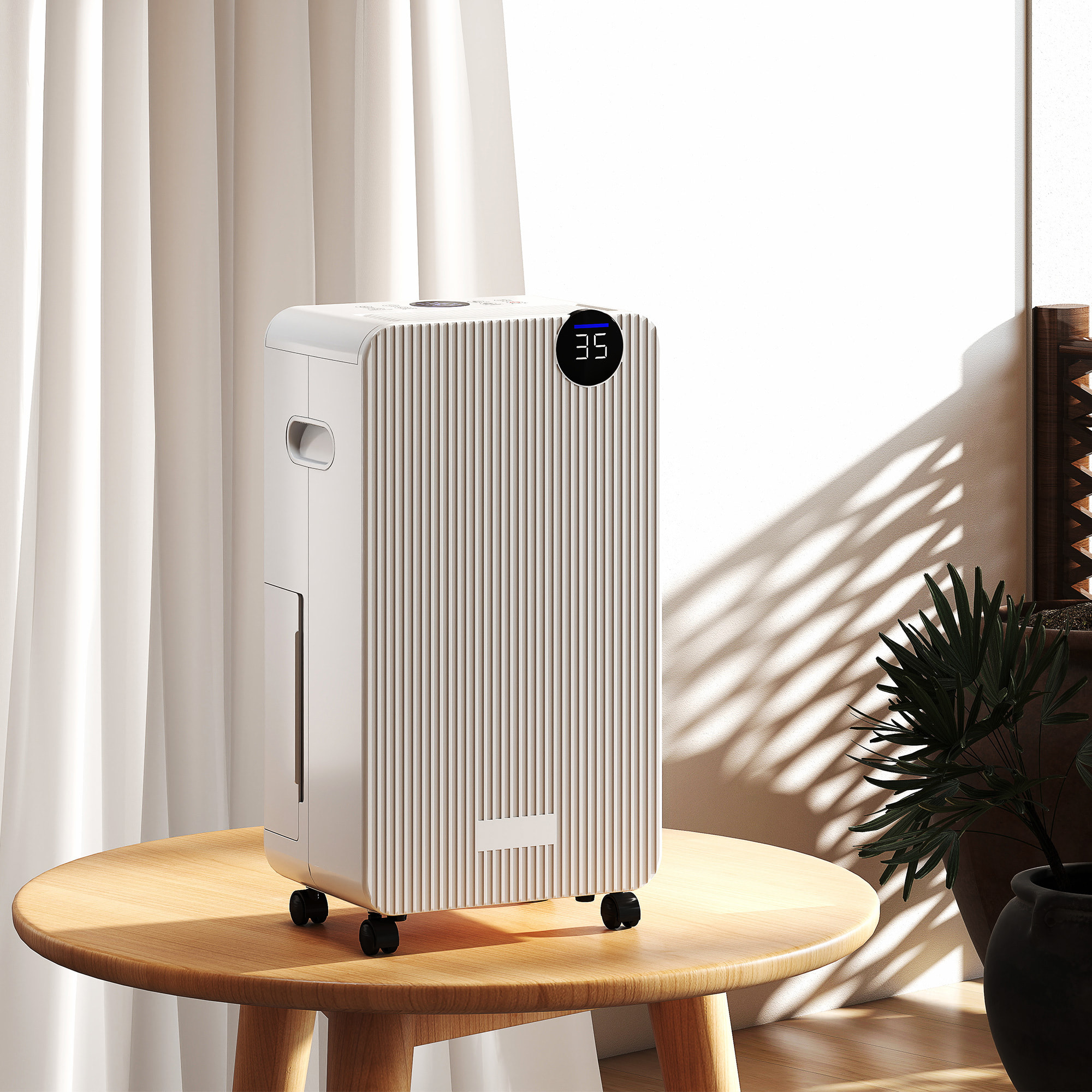 Déshumidificateur d'air 12L/jour mobile silencieux réservoir 2,1L timer 24H écran LED témoin d'humidité filtre lavable