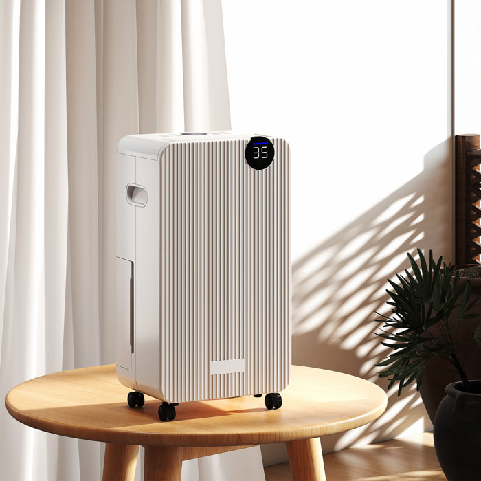 Déshumidificateur d'air 12L/jour mobile silencieux réservoir 2,1L timer 24H écran LED témoin d'humidité filtre lavable