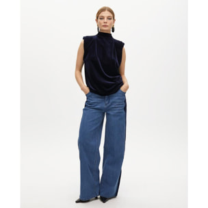 Top in Velluto Senza Maniche con Spalline