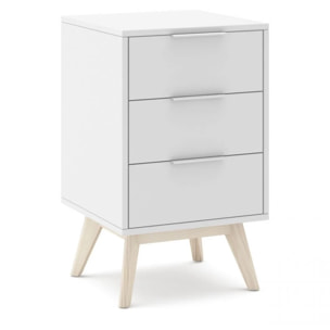 Mesita de noche Numa 3 cajones Blanco - Oak Soft