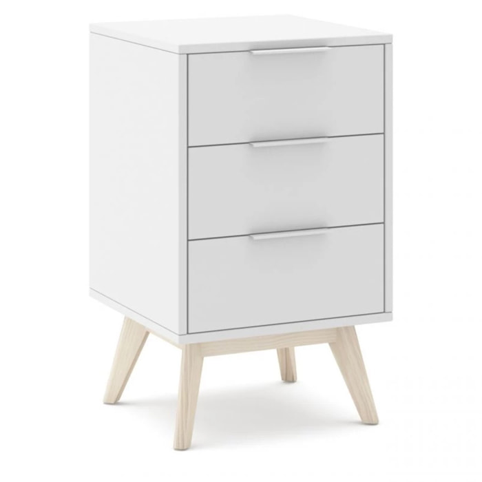 Mesita de noche Numa 3 cajones Blanco - Oak Soft