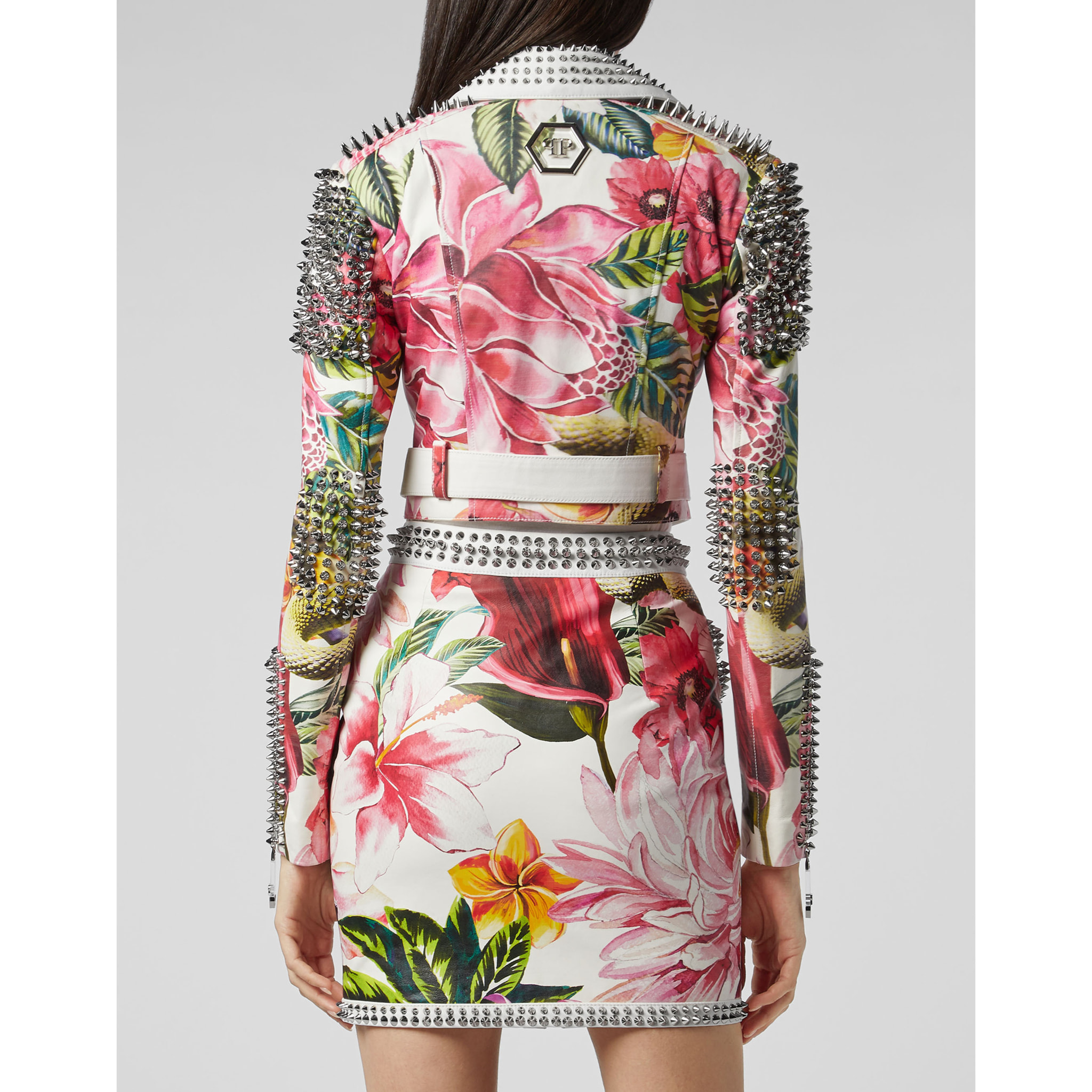 PHILIPP PLEIN Leather Biker Flowers