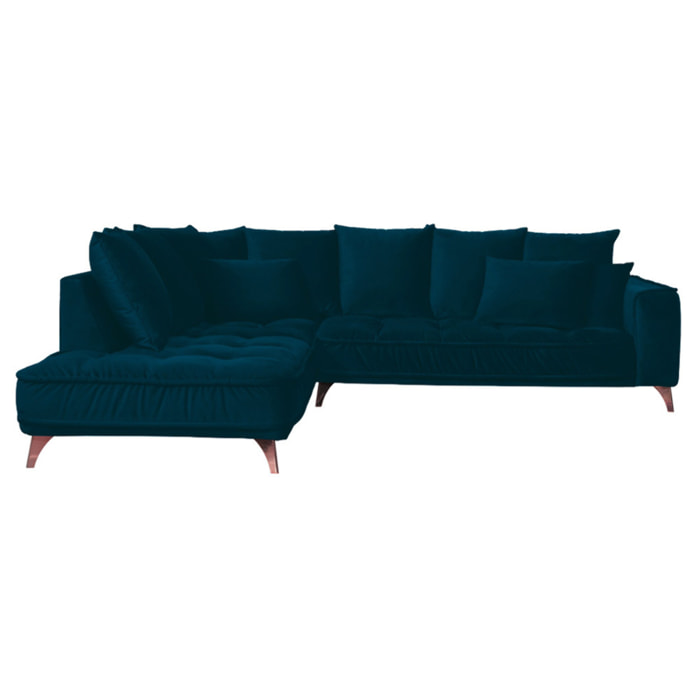 Canapé d'Angle Gauche Velours Altamo, 4 Places, Housse Déhoussable, Style Scandinave