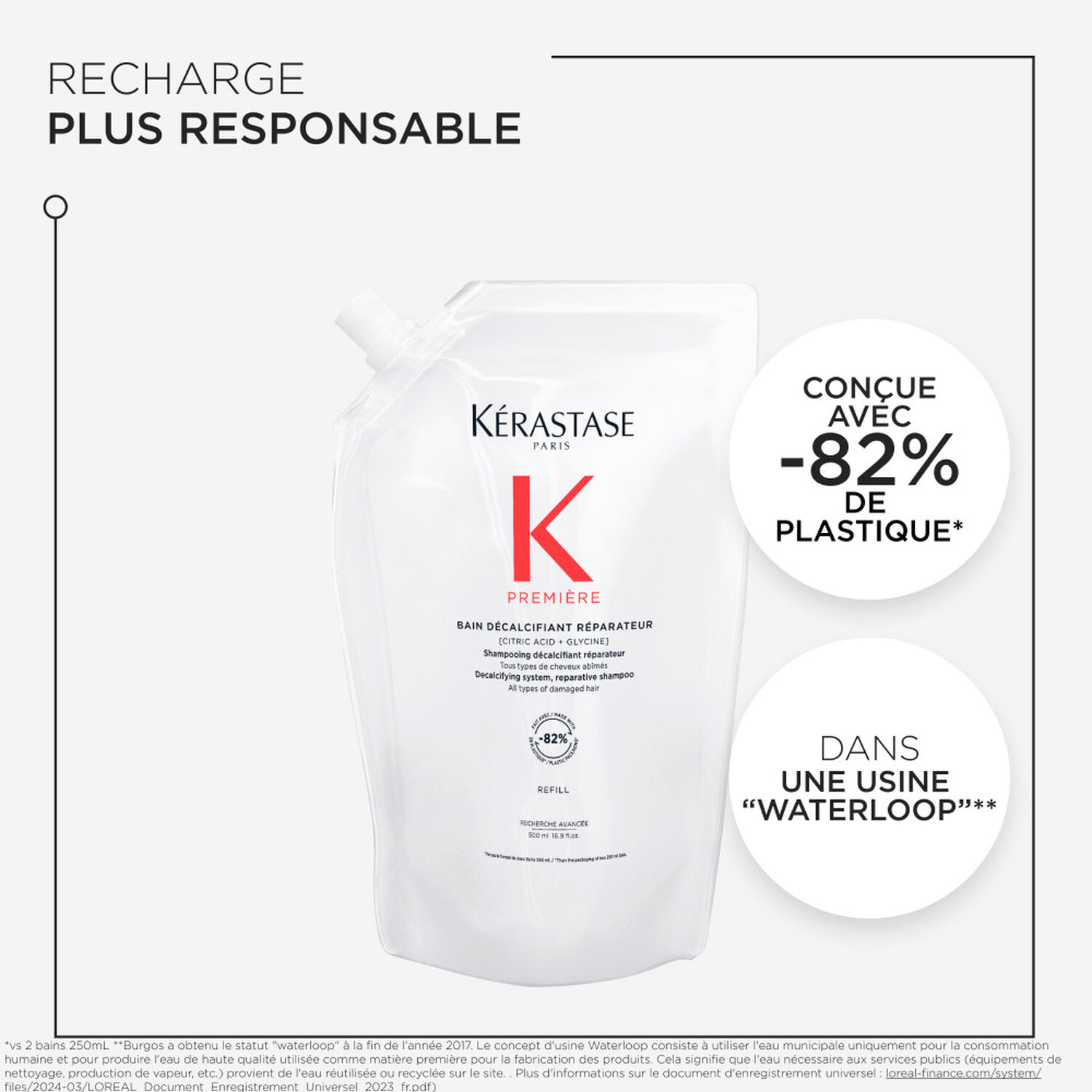 Premiere - Recharge Shampoing décalcifiant réparateur pour cheveux abîmés