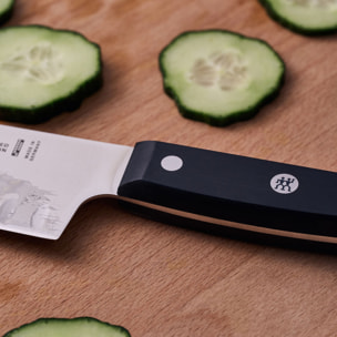 Couteau Santoku, 18 cm, Acier Spécial Inoxydable, Noir, Gourmet