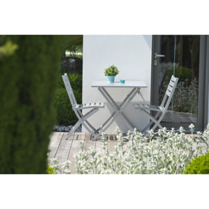 MARIUS - Ensemble repas de jardin 2 places en aluminium gris