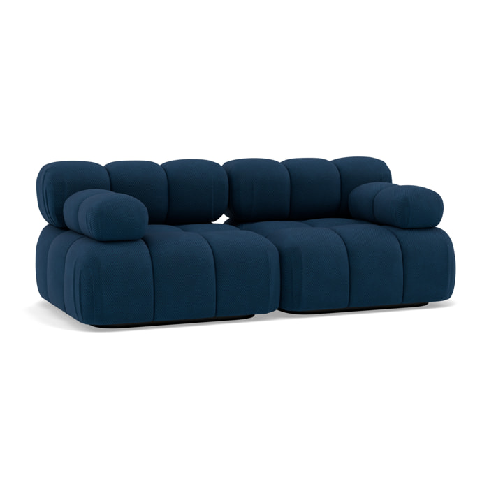Ruby - canapé droit modulable 2 places en velours texturé - Bleu