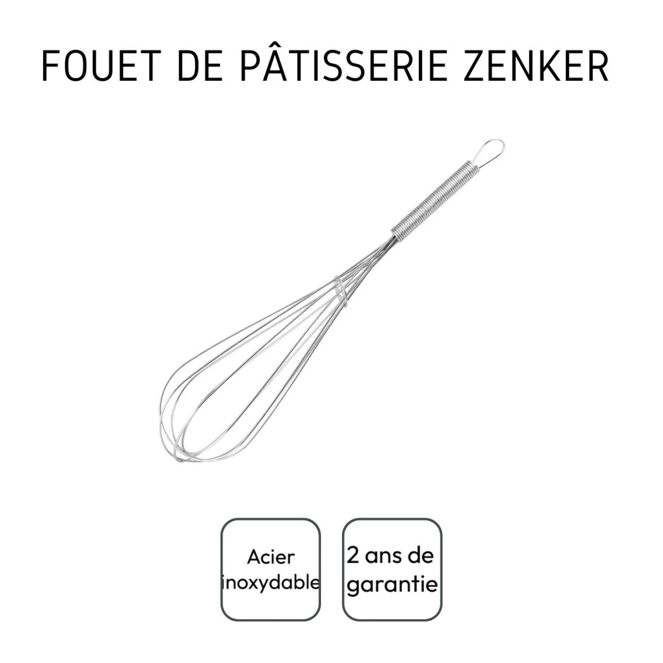 Fouet de cuisine et pâtisserie en inox 25 cm Zenker