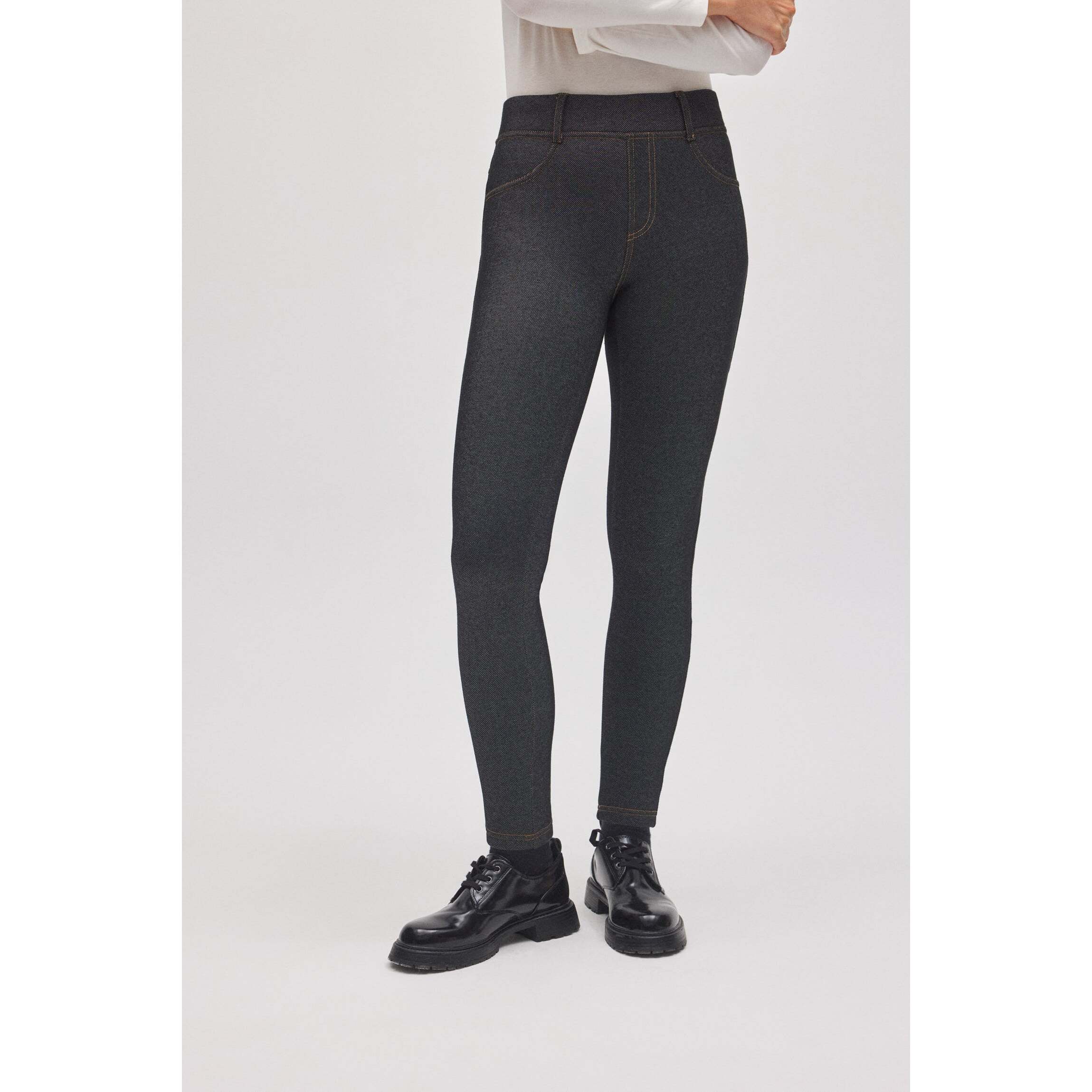 Leggings termici in denim attillato nero
