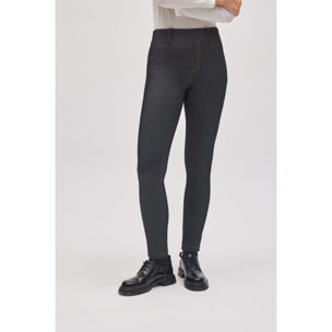 Leggings termici in denim attillato nero