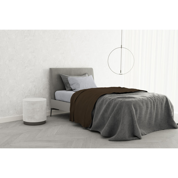 COMPLETO LETTO TRENDY CHIC MADE IN ITALY COTONE- CIOCCOLATO SINGOLO