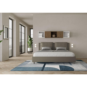 Cama matrimonial sin somier acolchada 200x210 cuero sintético capuchino Antea