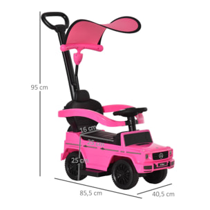 Correpasillos para Niños con Licencia Mercedes G350 Coche Correpasillos para Niños de 1-3 Años con Bocina Capota Extraíble y Barandilla Carga 25 kg 85,5x40,5x95 cm Rosa