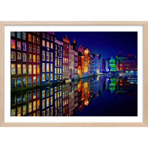 Affiche Fenêtre d'Amsterdam Affiche + cadre en bois - Chêne