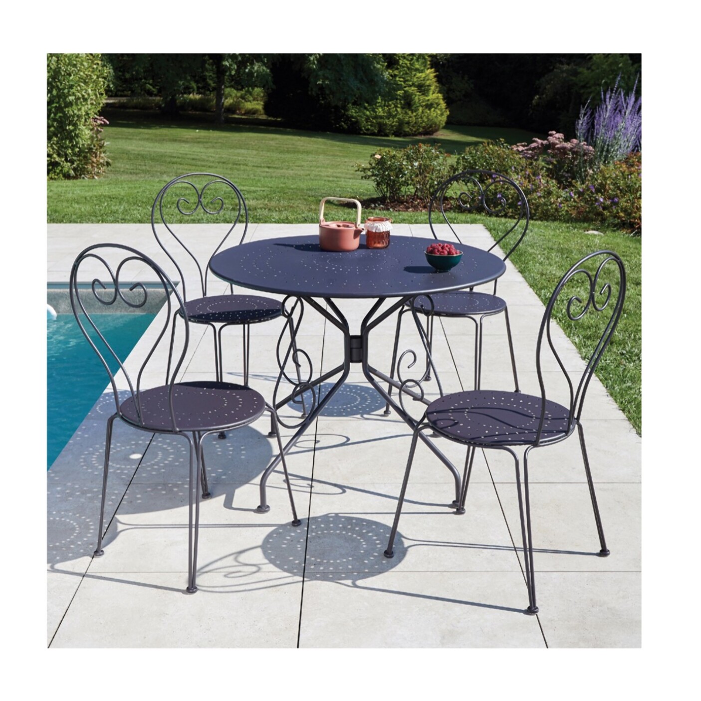 CASABLANCA - Ensemble table et chaises de jardin  - Anthracite