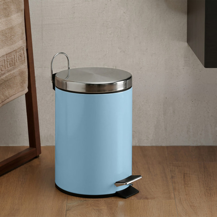 Poubelle à pédale Inox 3L Bleu Pastel MSV
