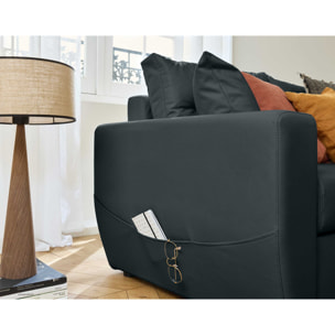 Astoria - canapé d'angle réversible 4 places - convertible avec coffre - en simili - Gris Anthracite