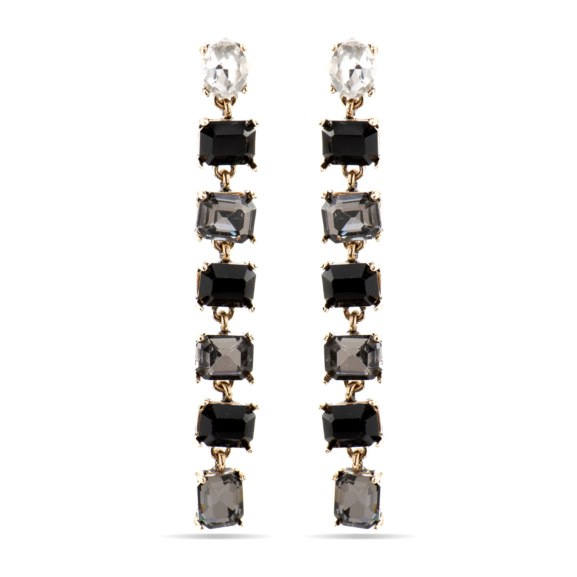 Pendientes con Cristal Negro acabado oro 18k