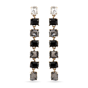 Pendientes con Cristal Negro acabado oro 18k