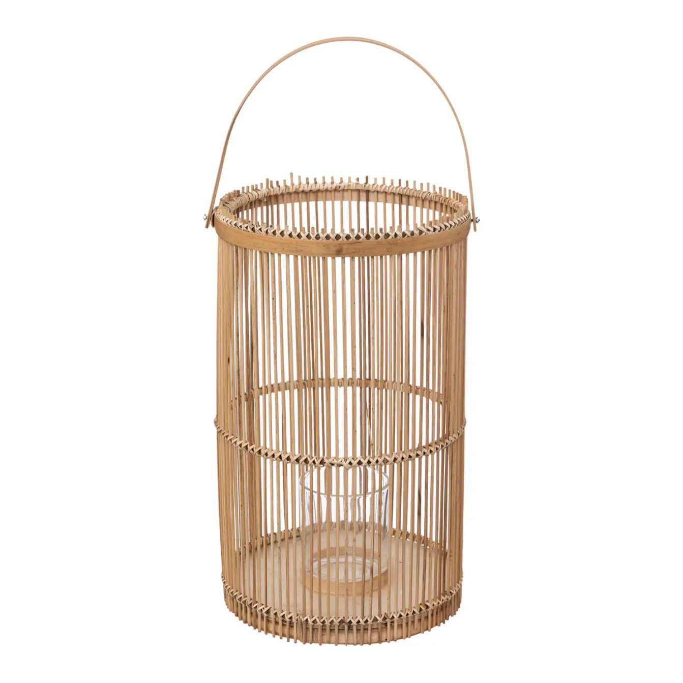 Set de 2 lanternes bambou H40/H36cm