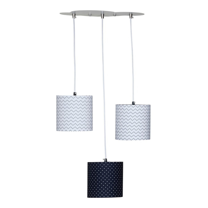 Suspension Lumineuse Trio Plafonnier en coton blanc