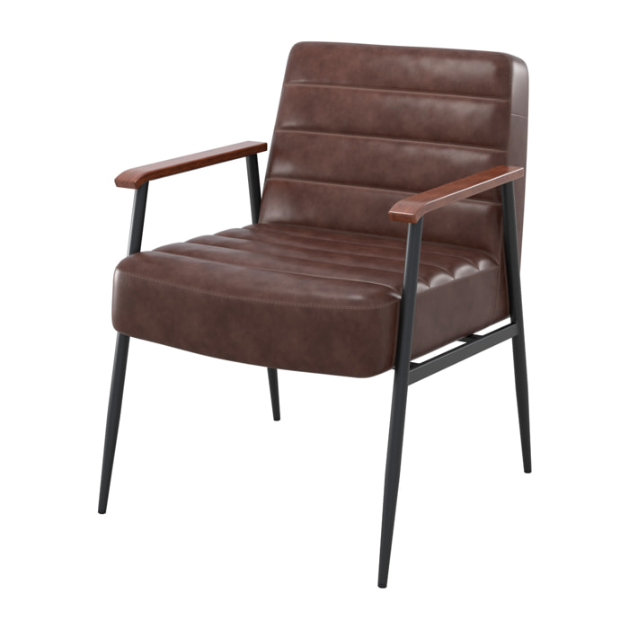 Fauteuil Hugues en cuir marron